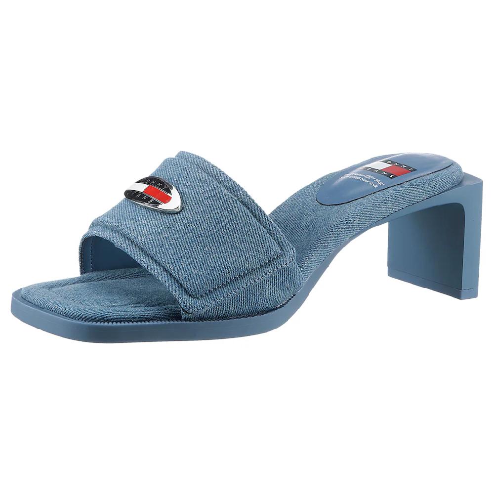 Tommy Jeans Pantolette »THE SOHO HEEL DENIM« Partymode Sommerschuh mit breiter Bandage und Klettverschluss