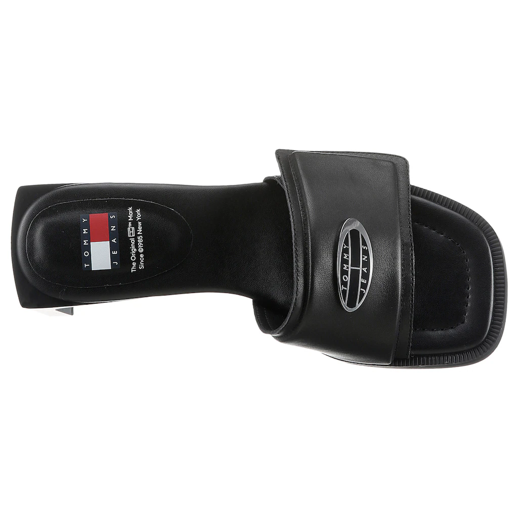 Tommy Jeans Pantolette »THE SOHO HEEL LEATHER« Partymode Sommerschuh Mit Breiter Bandage