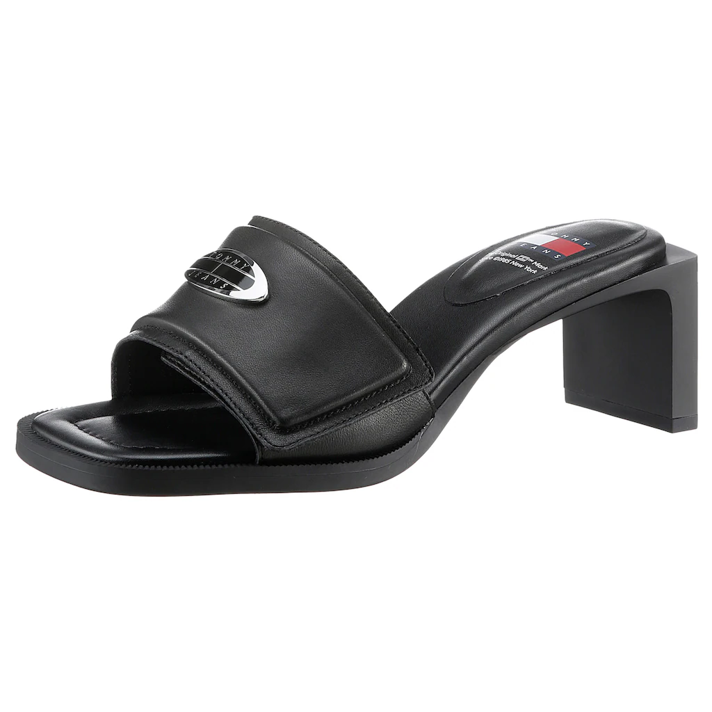 Tommy Jeans Pantolette »THE SOHO HEEL LEATHER« Partymode Sommerschuh mit breiter Bandage