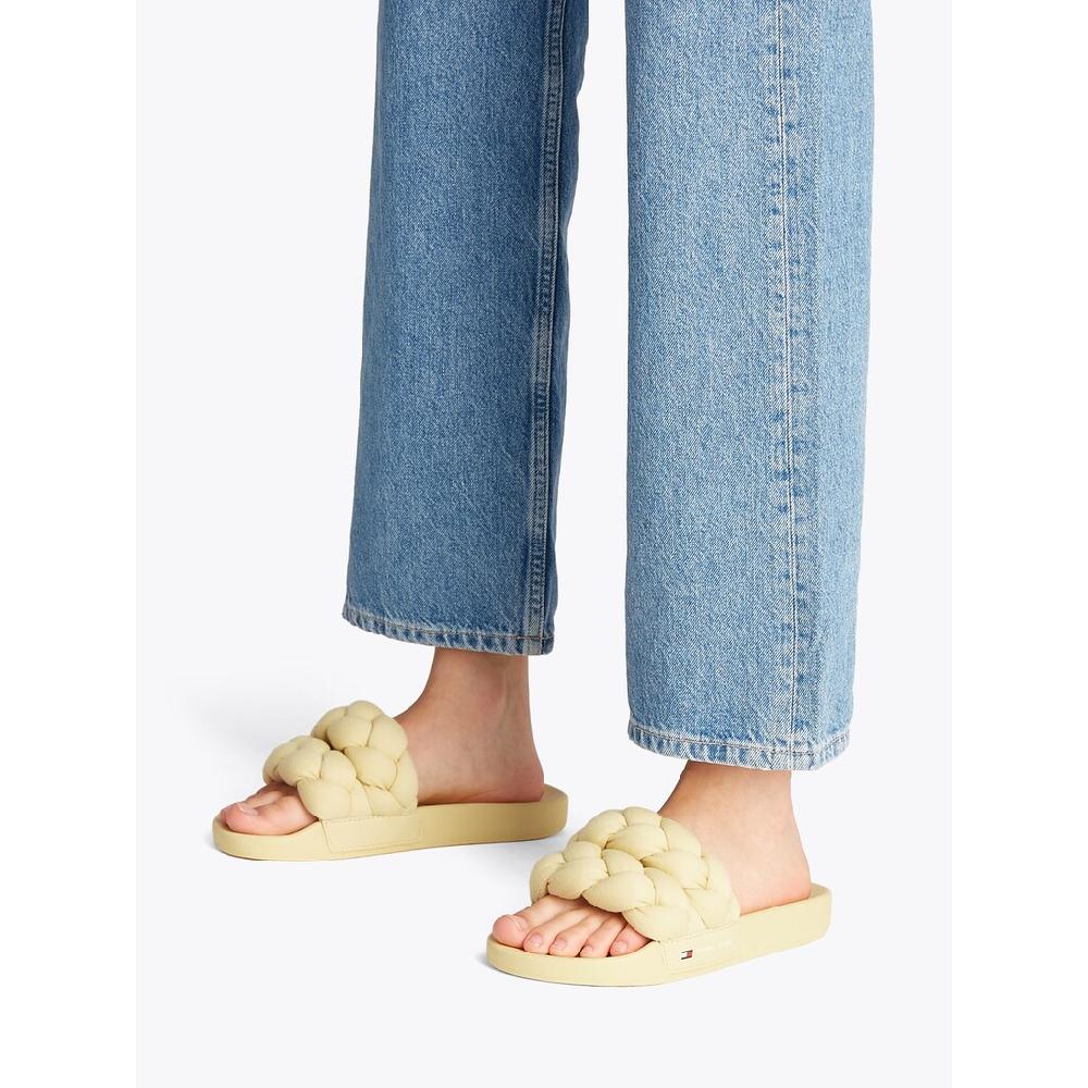 Tommy Jeans Pantolette »TJW BRAIDED SLIDE« Sommerschuh Flats Schlupfschuh Geflochtene Wattierte Bandage