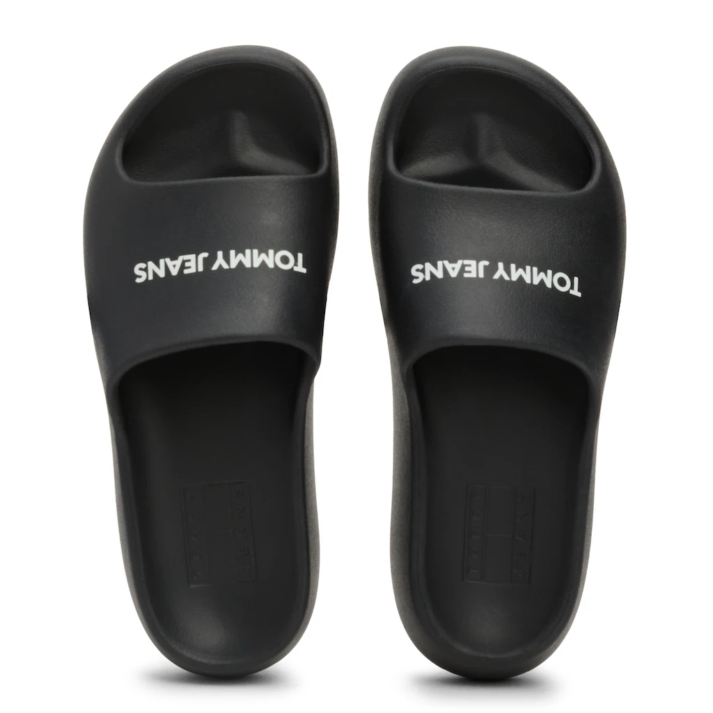 Tommy Jeans Pantolette »TJW CHUNKY FLATFORM SLIDE« Sommerschuh Schlappen Poolslide Mit Logoschriftzug Auf Der Bandage