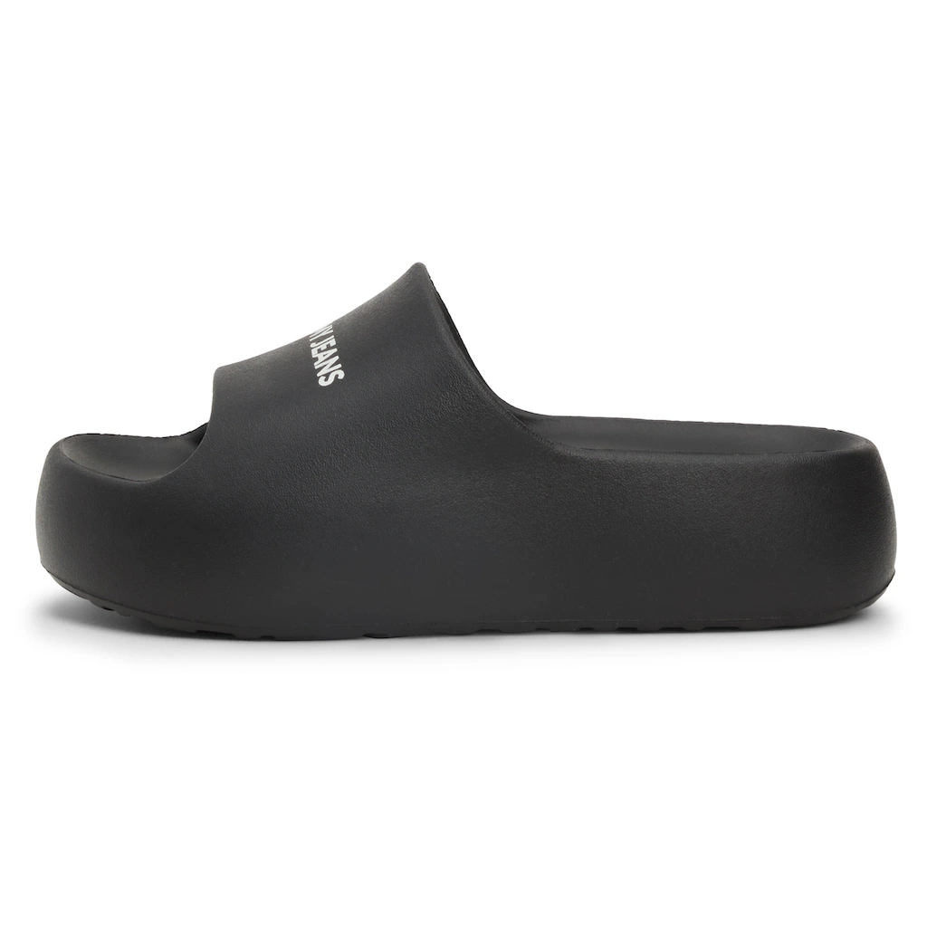 Tommy Jeans Pantolette »TJW CHUNKY FLATFORM SLIDE« Sommerschuh Schlappen Poolslide mit Logoschriftzug auf der Bandage