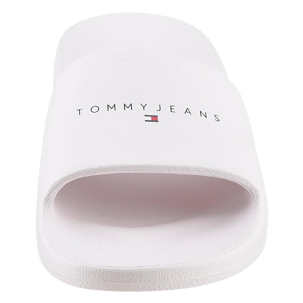 Tommy Jeans Pantolette »TJW PRINTED PU POOL SLIDE« Plateau Sommerschuh Schlappen Mit Logoschriftzug Auf Der Bandage Kaufen