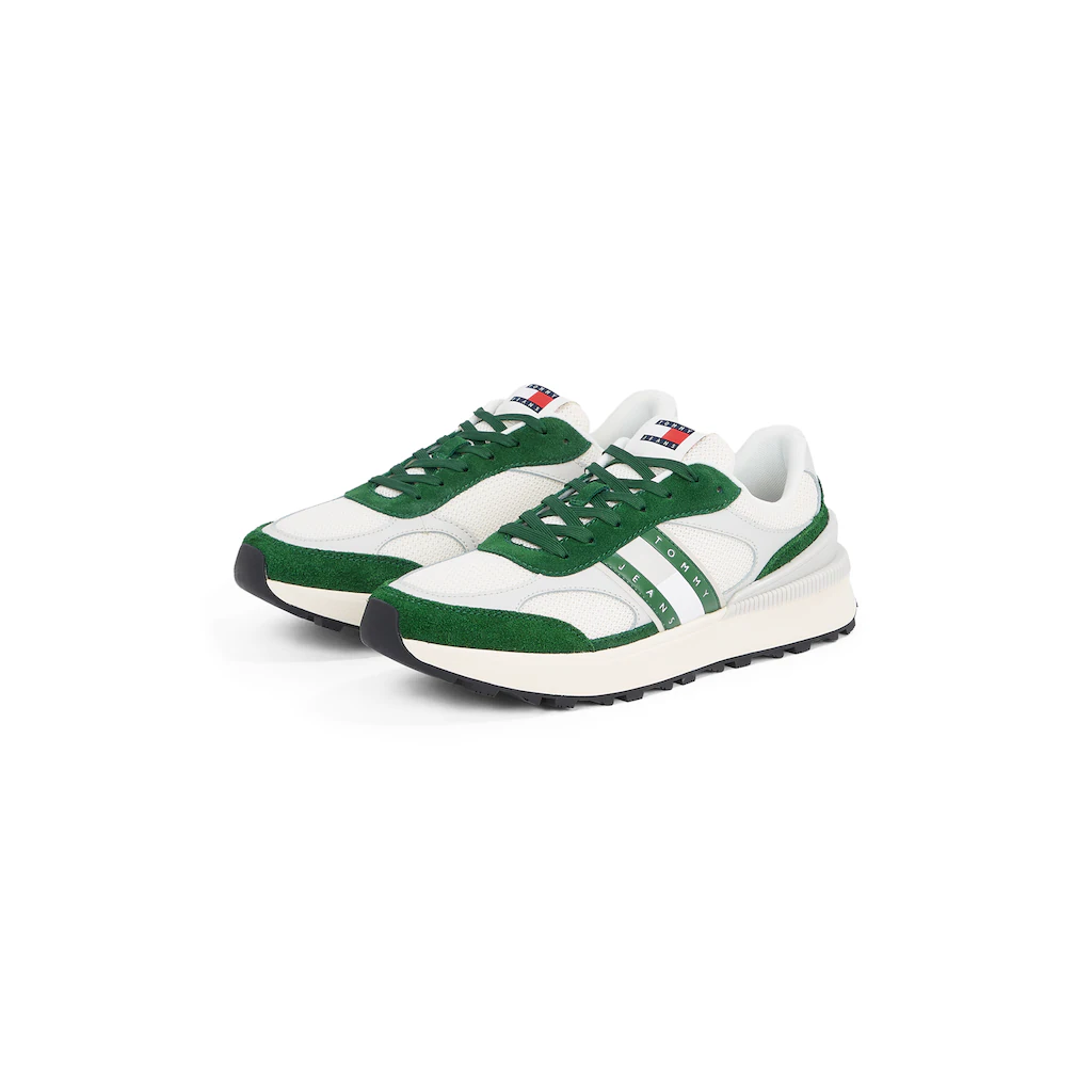 Tommy Jeans Plateausneaker »TJM TECHNICAL RUNNER ESS« Freizeitschuh Halbschuh Schnürschuh mit gepolstertem Schaftrand ▷ für