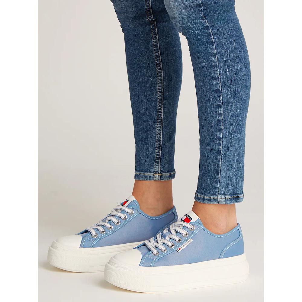 Tommy Jeans Plateausneaker »TJW FOXING FLATFORM SNEAKER LOW« Freizeitschuh Halbschuh Schnürschuh Mit Trendigen Kontrastnähten Online Kaufen