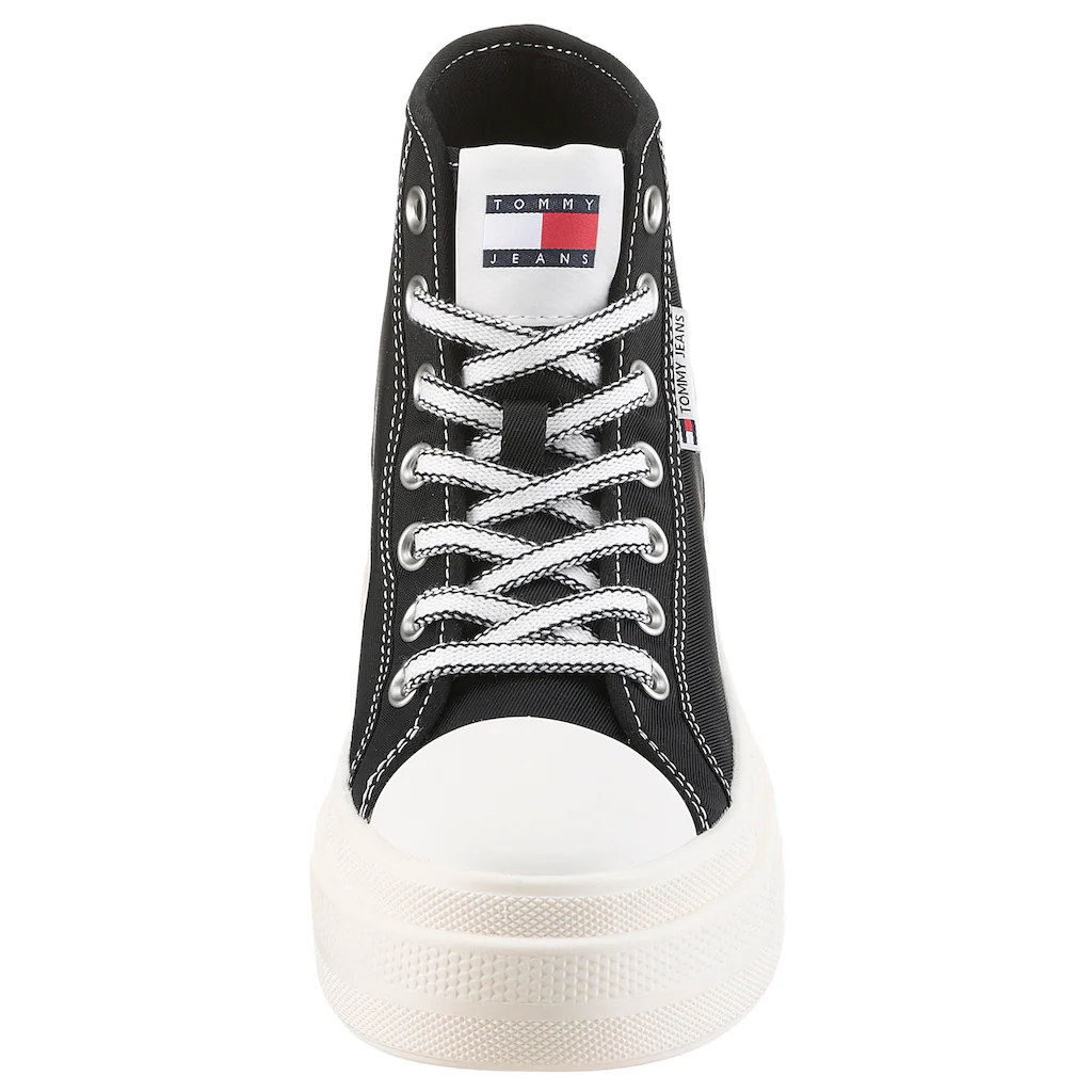 Tommy Jeans Plateausneaker »TJW FOXING FLATFORM SNEAKER HIGH« Freizeitschuh Schnürboots High Top-Sneaker Mit Kontrastnähten Online Kaufen