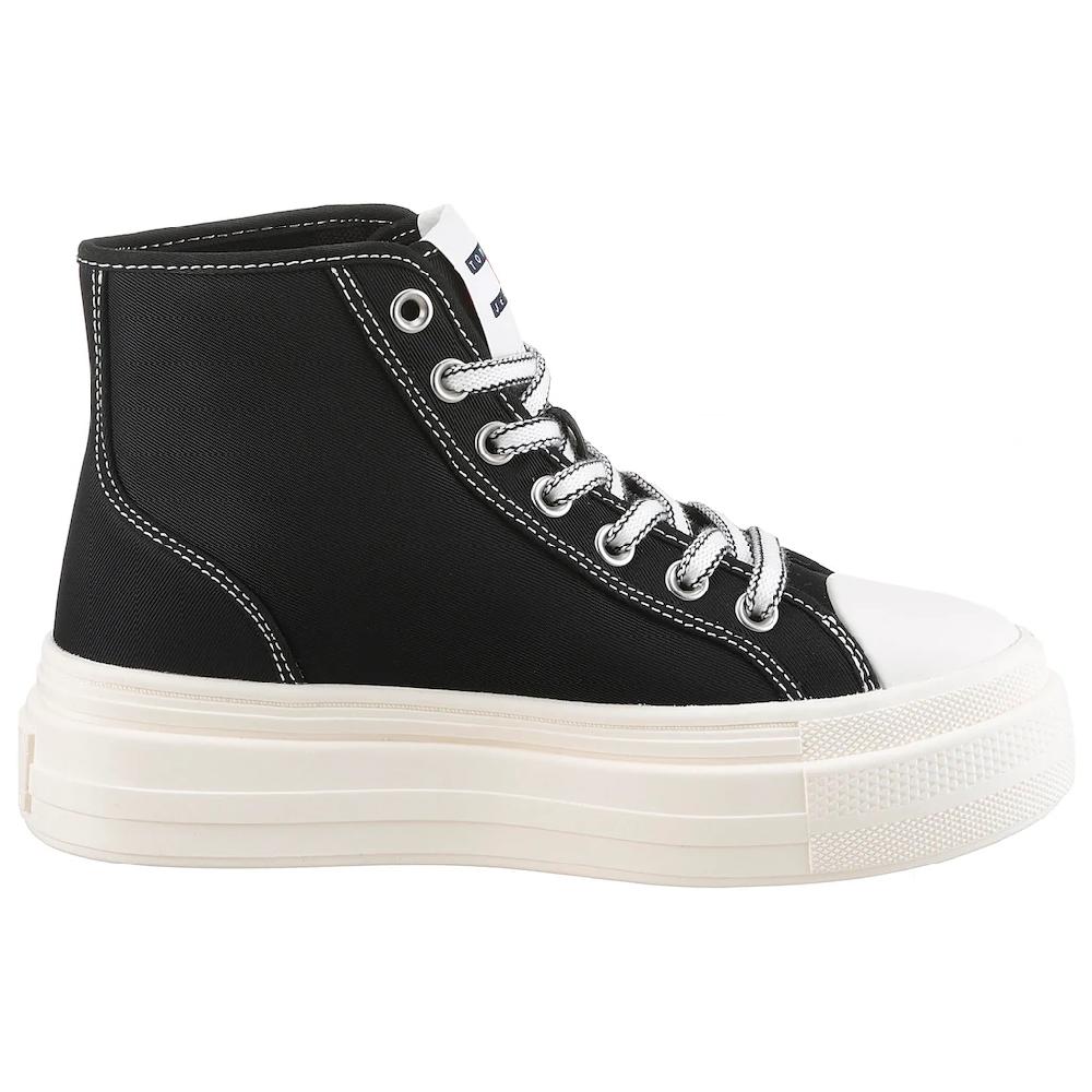 Tommy Jeans Plateausneaker »TJW FOXING FLATFORM SNEAKER HIGH« Freizeitschuh Schnürboots High Top-Sneaker Mit Kontrastnähten Online Kaufen