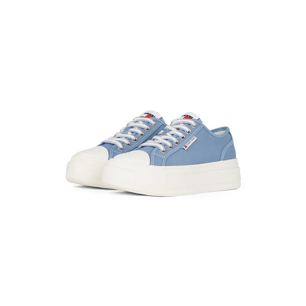 Tommy Jeans Plateausneaker »TJW FOXING FLATFORM SNEAKER LOW« Freizeitschuh Halbschuh Schnürschuh mit trendigen Kontrastnähten online kaufen