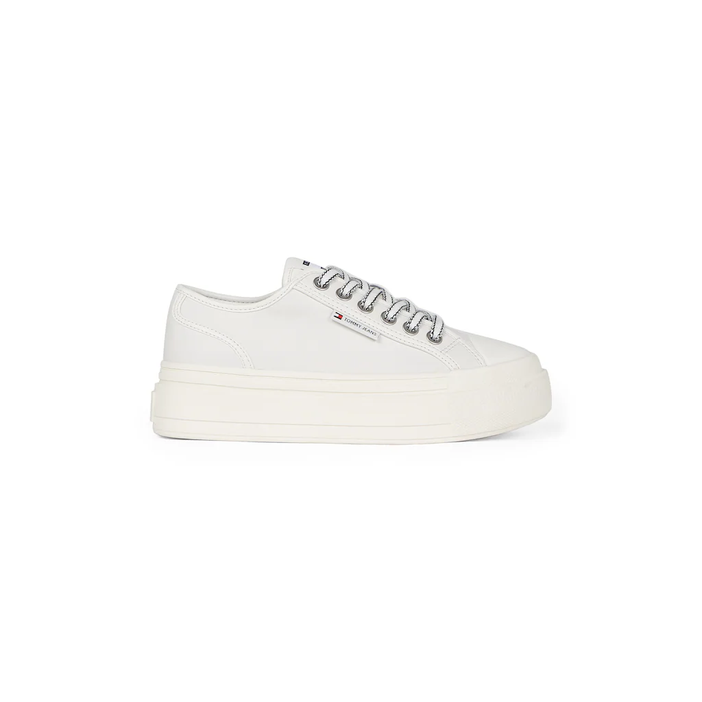 Tommy Jeans Plateausneaker »TJW FOXING VULC LC LEATHER« Freizeitschuh Halbschuh Schnürschuh Kontrast-Schnürsenkel Kaufen
