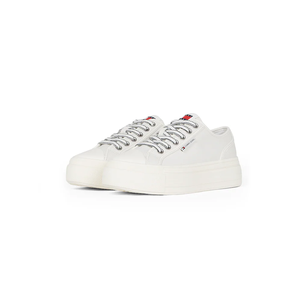 Tommy Jeans Plateausneaker »TJW FOXING VULC LC LEATHER« Freizeitschuh Halbschuh Schnürschuh Kontrast-Schnürsenkel kaufen