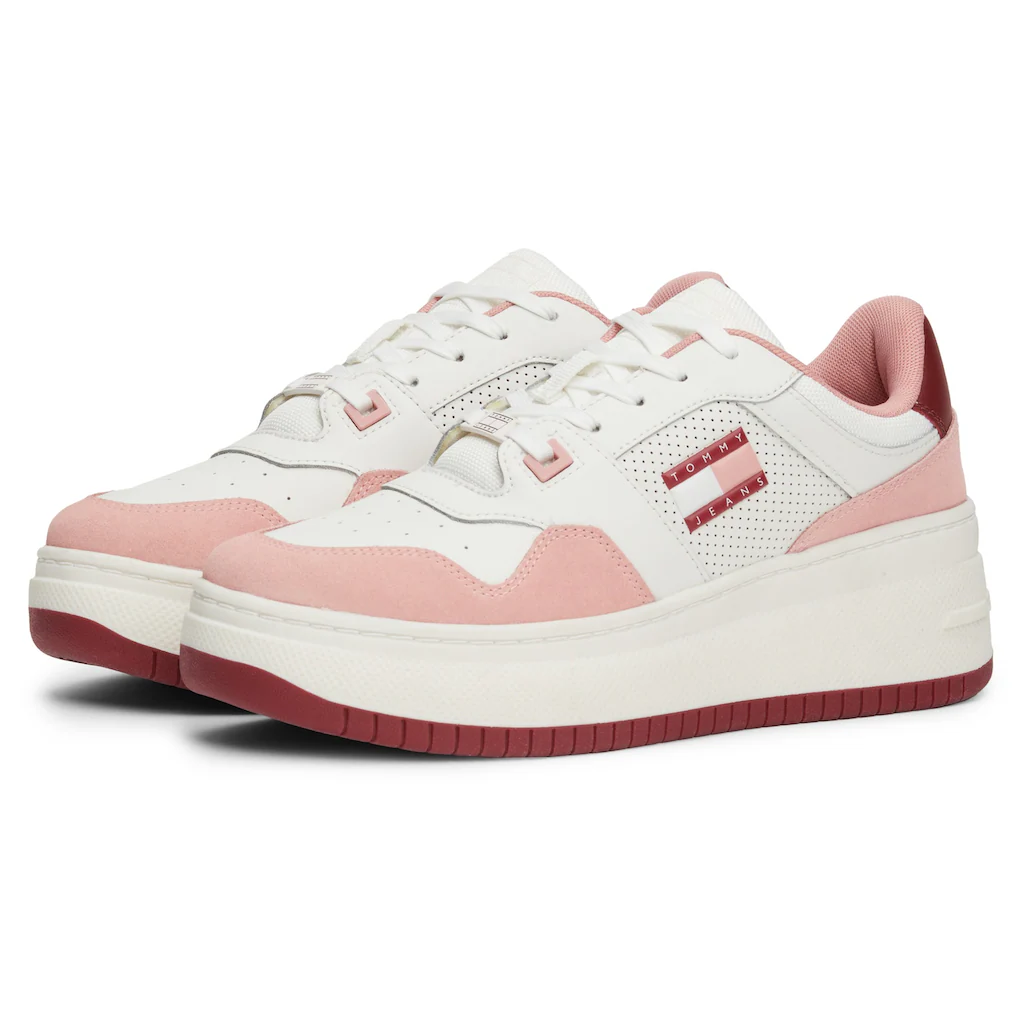 Tommy Jeans Plateausneaker »TJW RETRO BASKET FLATFORM MIX« Freizeitschuh Halbschuh Schnürschuh Mit Logo-Flagge ▷ Für