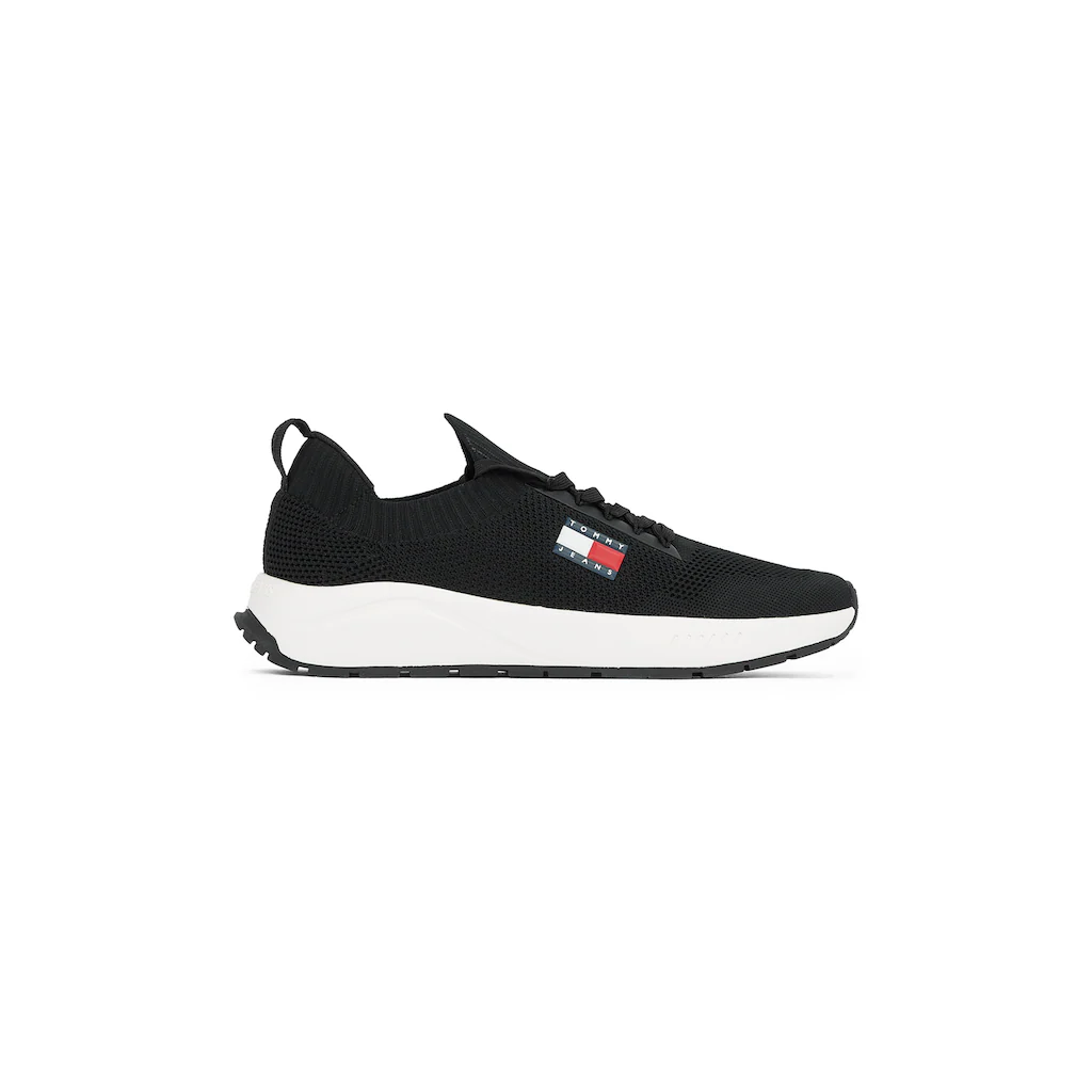 Tommy Jeans Slip-On Sneaker »TJM RUNNER KNTITTED« Freizeitschuh Halbschuh Schlipper Mit Aufgesetzter Schnürung