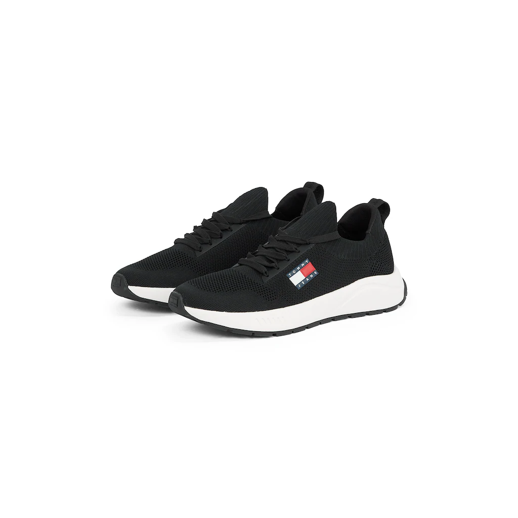 Tommy Jeans Slip-On Sneaker »TJM RUNNER KNTITTED« Freizeitschuh Halbschuh Schlipper mit aufgesetzter Schnürung