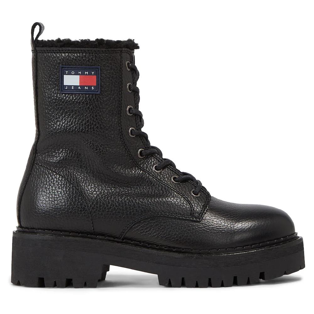 Tommy Jeans Winterstiefelette »TJW URBAN BOOT TUMBLED LTR WL« Blockabsatz Plateau Schnürboots Mit Seitlicher Logoflagge Online Kaufen