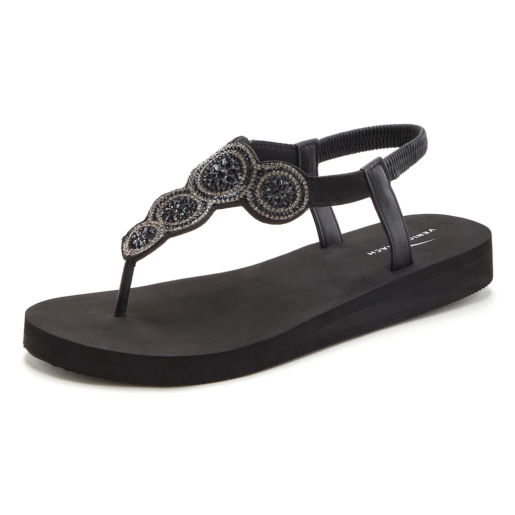 Venice Beach Zehensteg-Sandale ultraleicht mit Glitzerdetails VEGAN