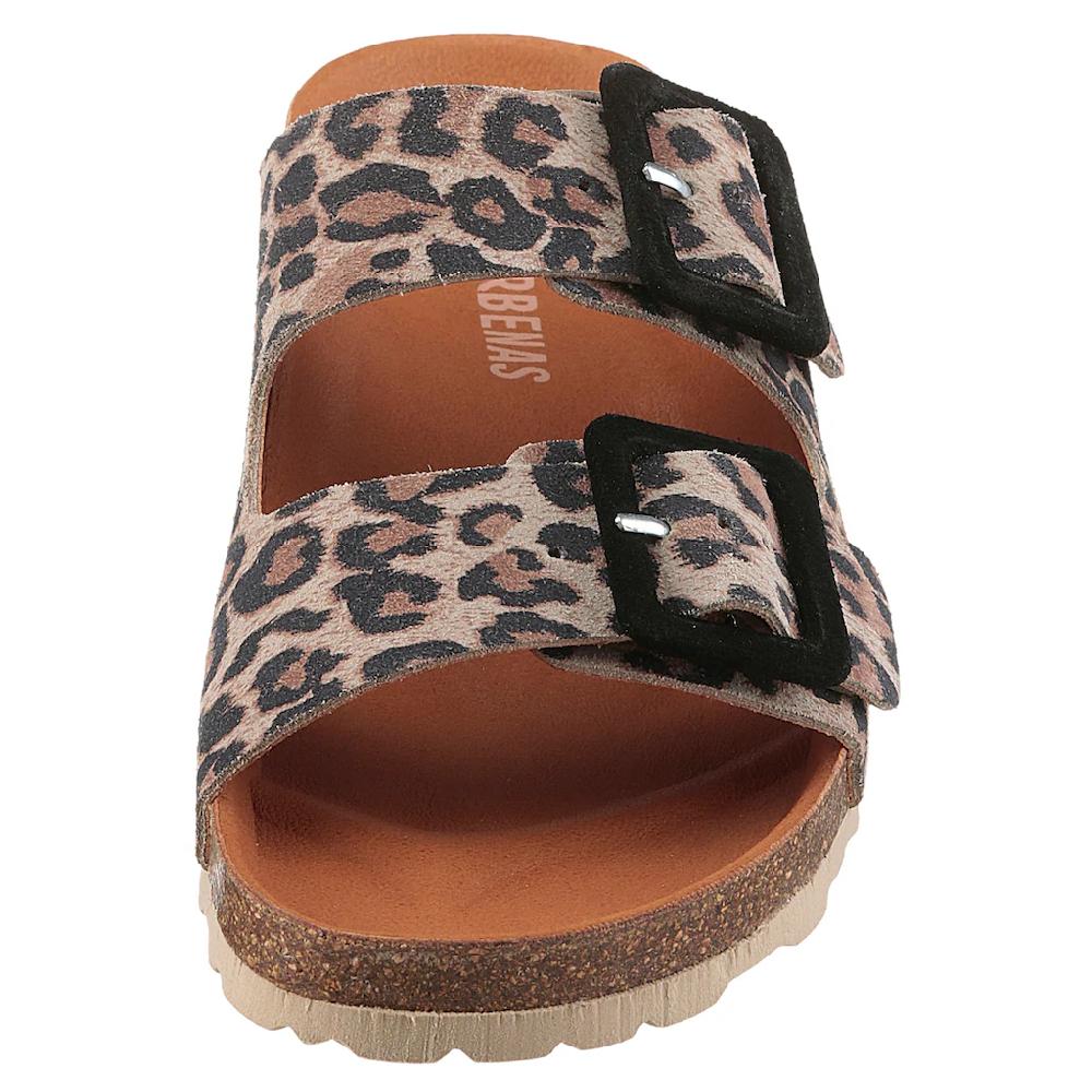 VERBENAS Pantolette »Randell Leopardo« Sommerschuh Schlappen Hausschuh Mit Softfußbett