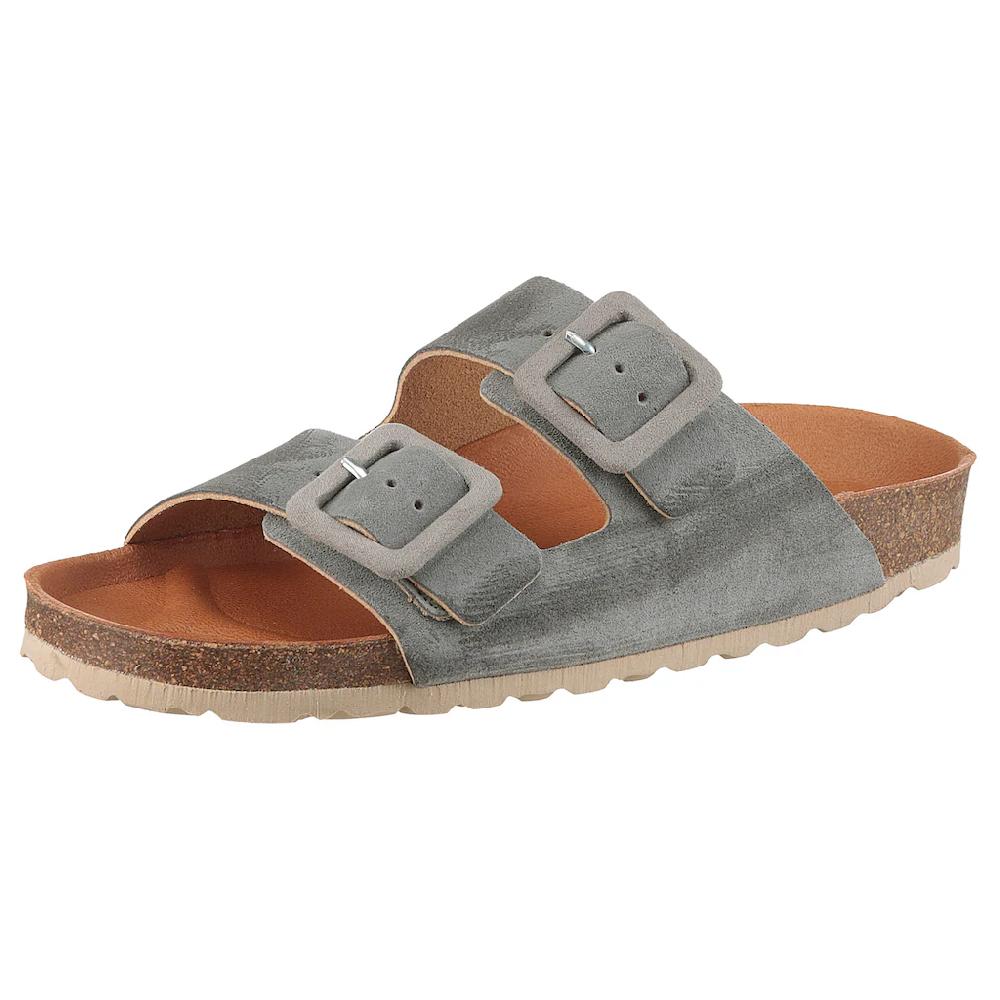 VERBENAS Pantolette »Randell Velour« Sommerschuh Schlappen Hausschuh Urlaubschuh mit Softfußbett