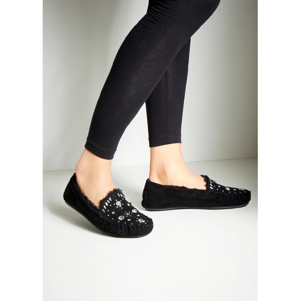Vivance Hausschuh Pantolette Pantoffel Ballerina Mit Schmucksteinchen VEGAN Bestellen