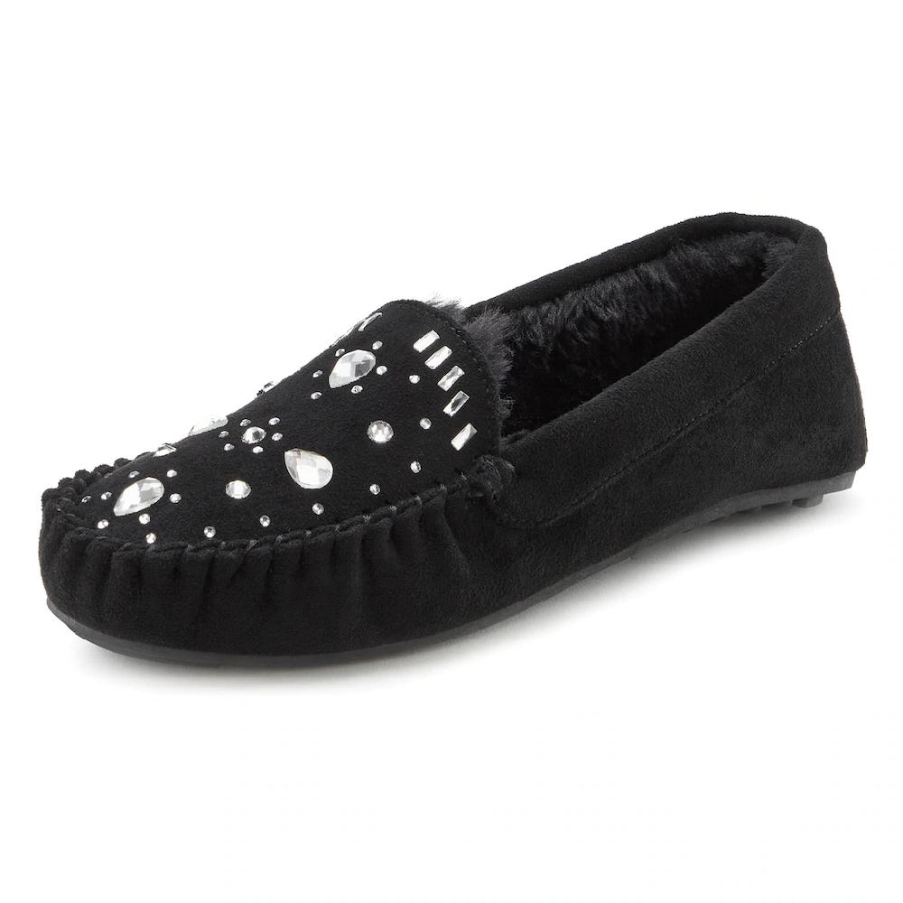 Vivance Hausschuh Pantolette Pantoffel Ballerina Mit Schmucksteinchen VEGAN Bestellen