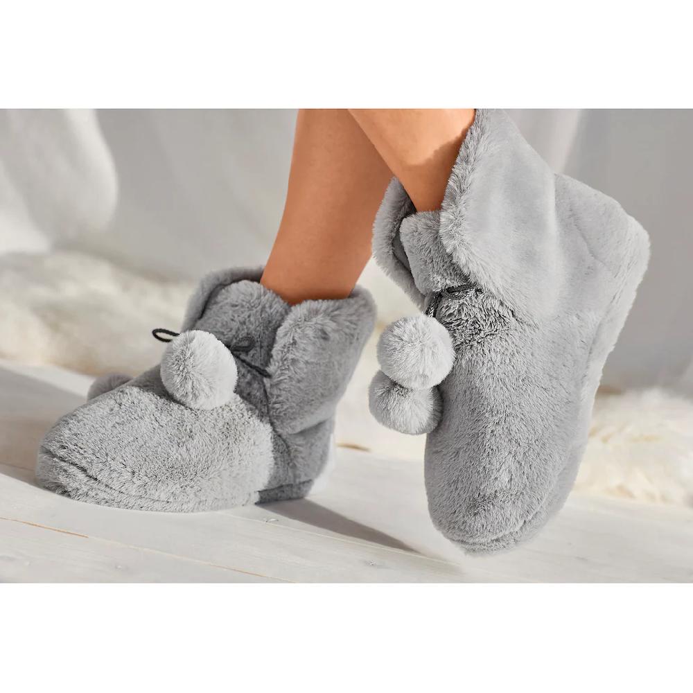 Vivance Hausschuh »Plüsch Hausschuhe « Pantolette Pantoffel Boots Mit Kuscheligem Fellimitat VEGAN Online Bestellen