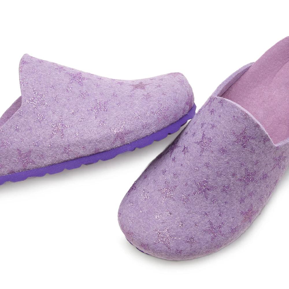 Vivance Pantolette »Hausschuh Clog Pantoffel « Aus Filz Mit Wärmenden Korkfußbett & Sternenprint