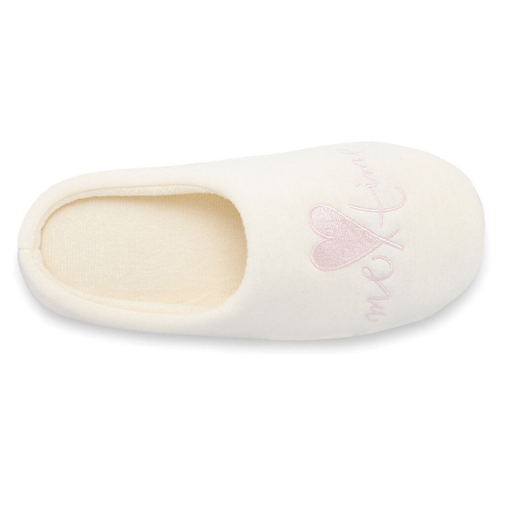 Vivance Pantolette »Hausschuh Pantoffel Clog « Mit Verspieltem Schriftzug VEGAN