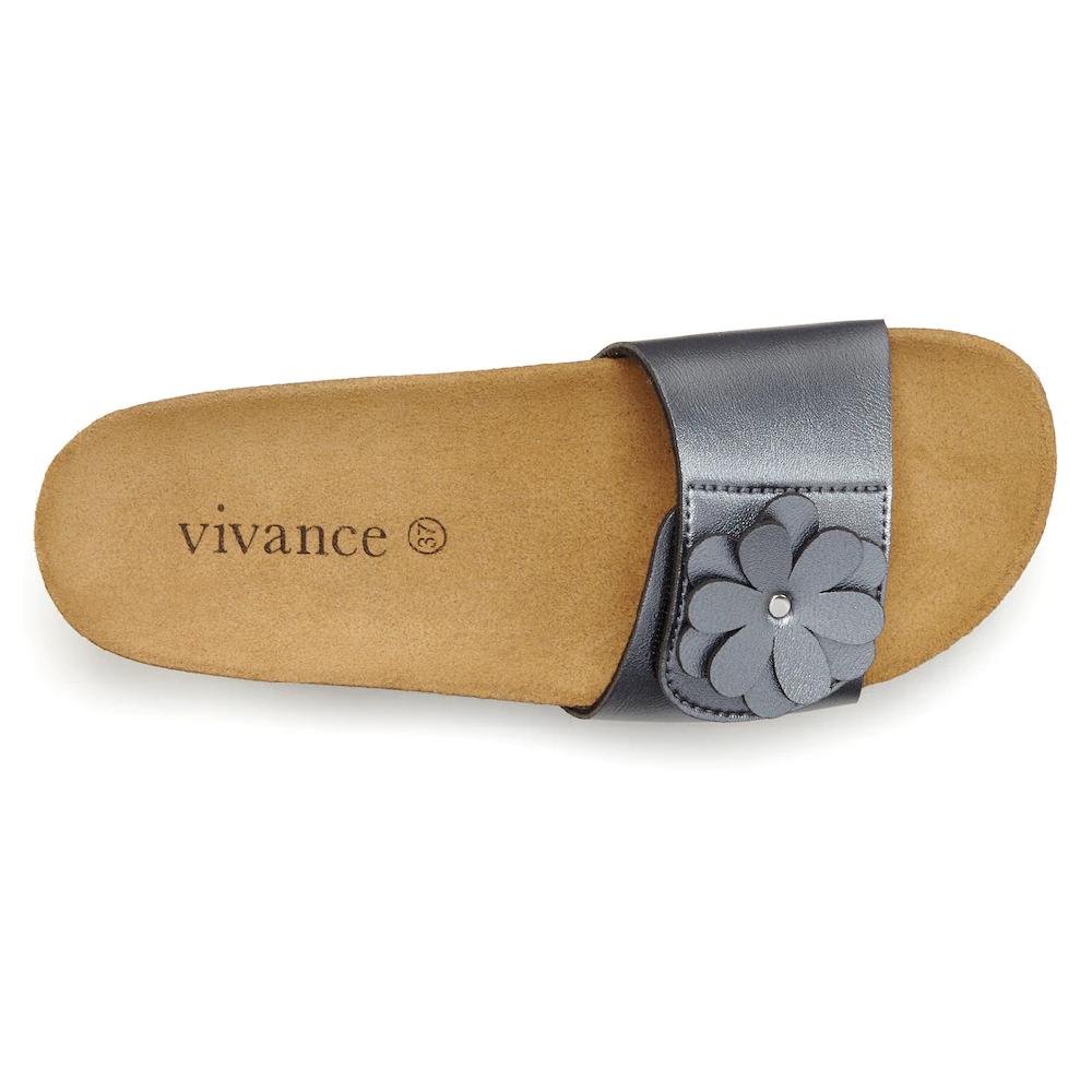 Vivance Pantolette Mule Sandale Offener Schuh Mit Korkfußbett Und Dezentem Keilabsatz