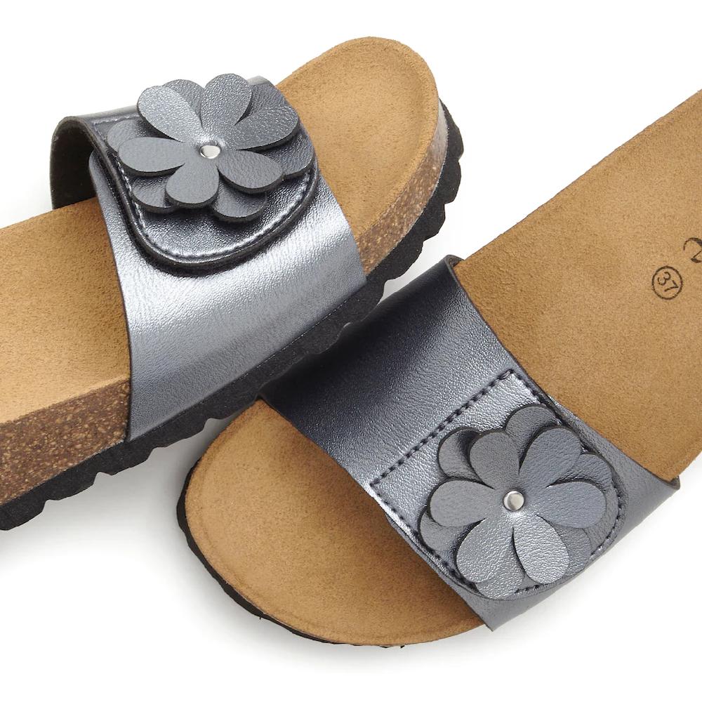 Vivance Pantolette Mule Sandale Offener Schuh Mit Korkfußbett Und Dezentem Keilabsatz