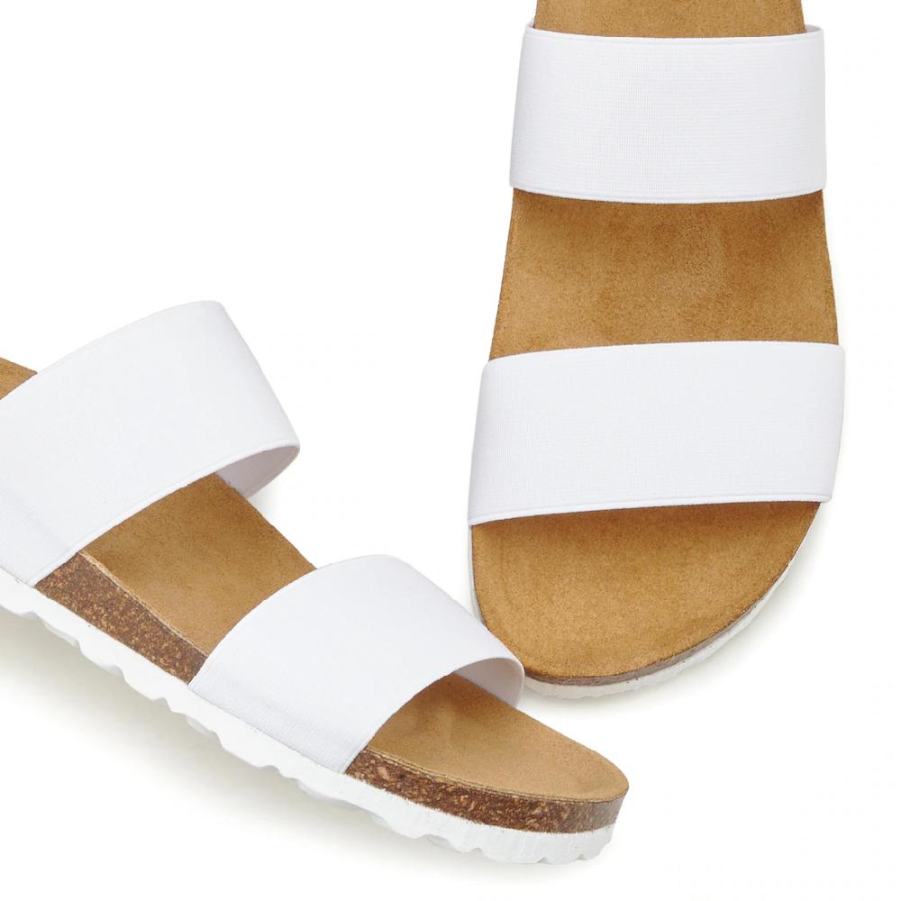 Vivance Pantolette Sandale Mule Offener Schuh Bequemes Korkfußbett Elastische Riemen