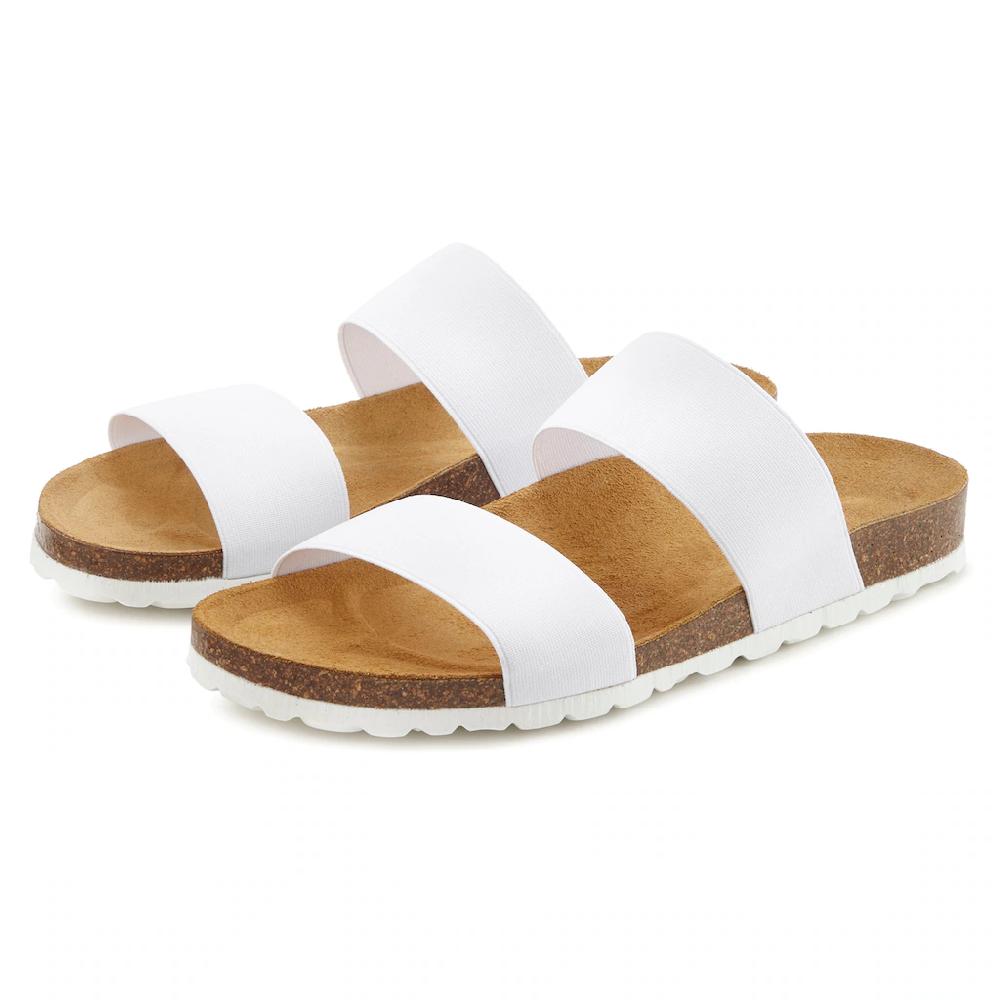 Vivance Pantolette Sandale Mule offener Schuh bequemes Korkfußbett elastische Riemen