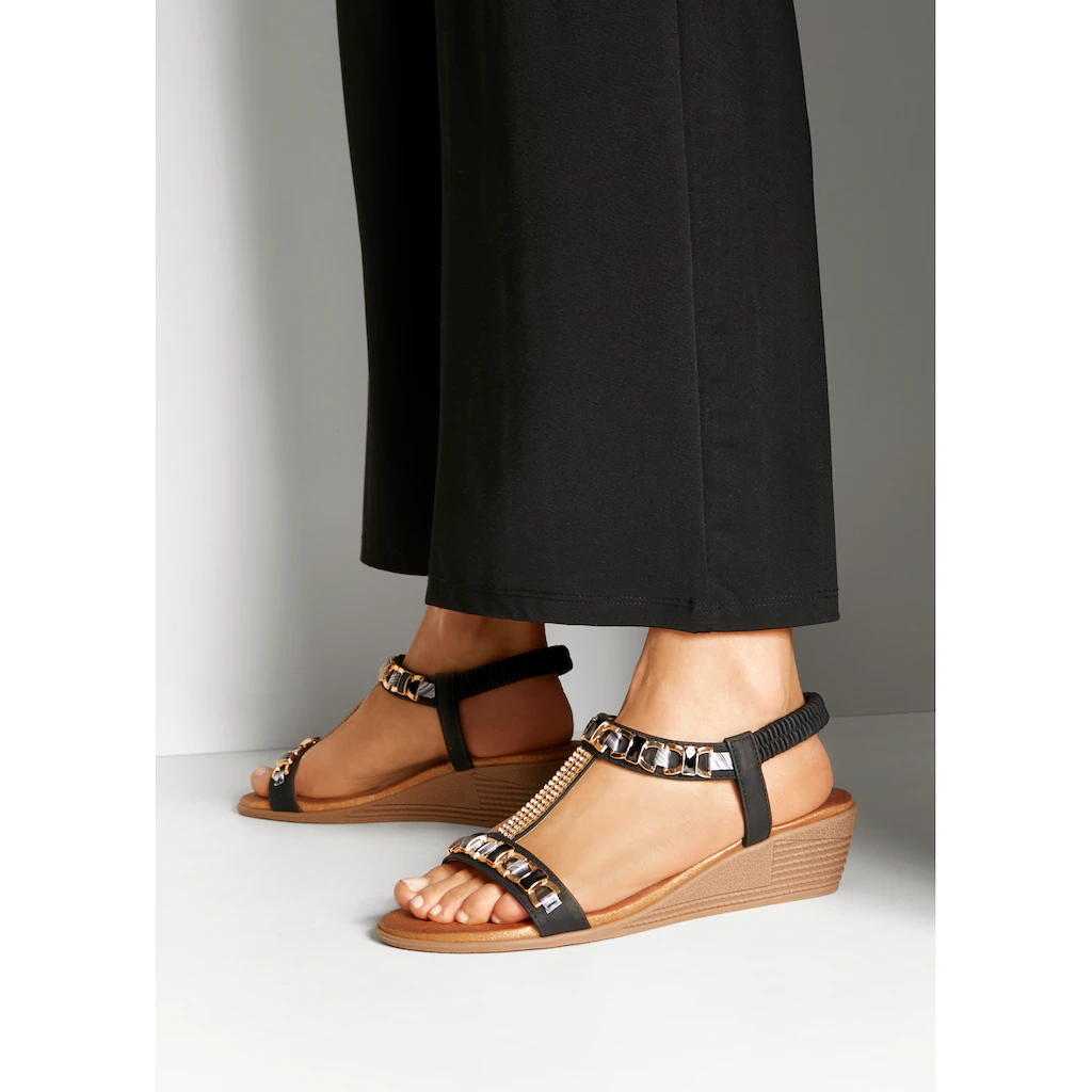 Vivance Sandalette Sandale Sommerschuh Mit Keilabsatz Und Elastischen Riemchen Online Kaufen