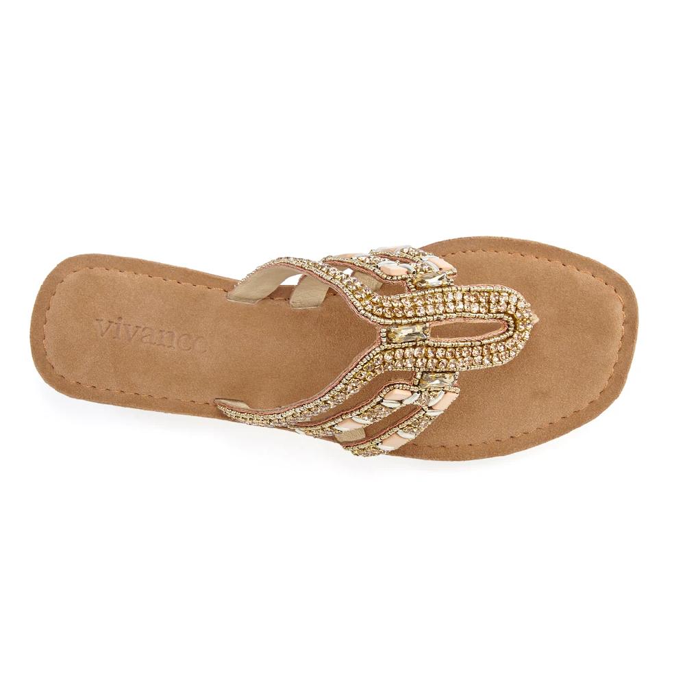 Vivance Zehentrenner Sandale Pantolette Aus Leder Mit Schmucksteinchen Online Kaufen