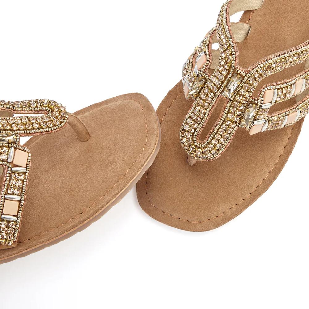 Vivance Zehentrenner Sandale Pantolette Aus Leder Mit Schmucksteinchen Online Kaufen