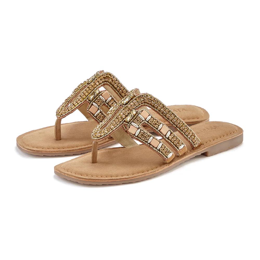 Vivance Zehentrenner Sandale Pantolette aus Leder mit Schmucksteinchen online kaufen