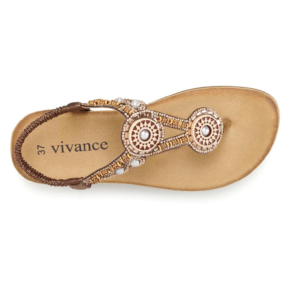 Vivance Zehentrenner Sandale Sommerschuh Pantolette Mit Perlen Und Steinchen VEGAN Online Kaufen