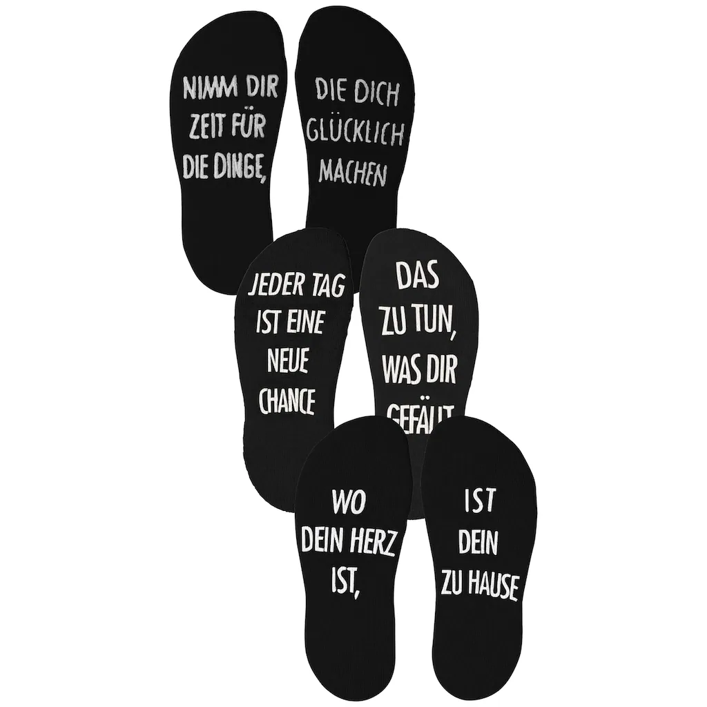 Arizona Kuschelsocken (Packung 3 Paar) Mit Antirutsch In Form Eines Spruches Bestellen
