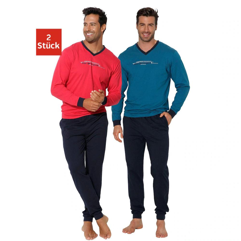 AUTHENTIC LE JOGGER Pyjama (Packung 4 tlg. 2 Stück) Schlafanzug mit Frontprint