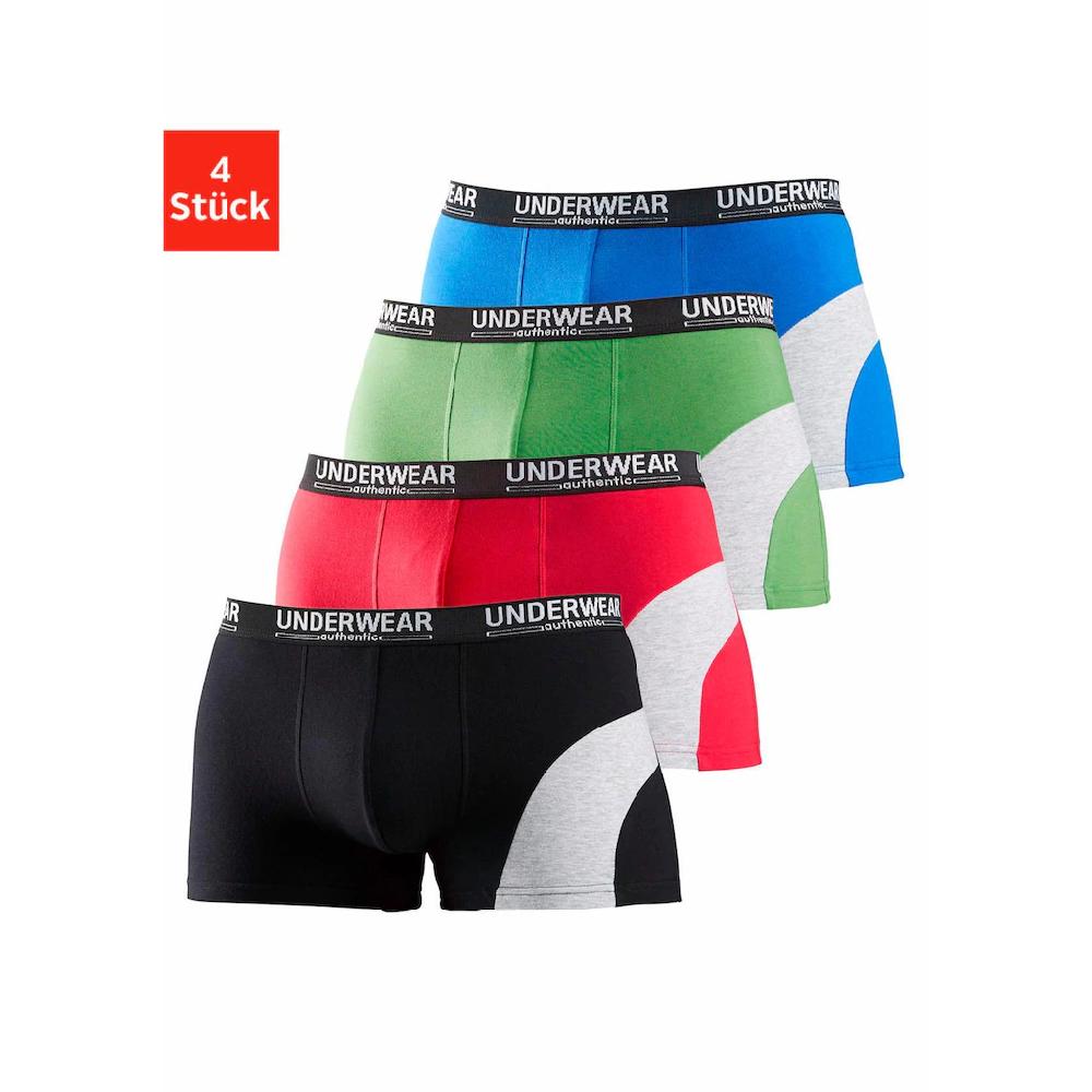 AUTHENTIC UNDERWEAR Boxer »Boxershorts für Herren« (Packung 4 St.) mit kontrastfarbenen Einsatz bestellen