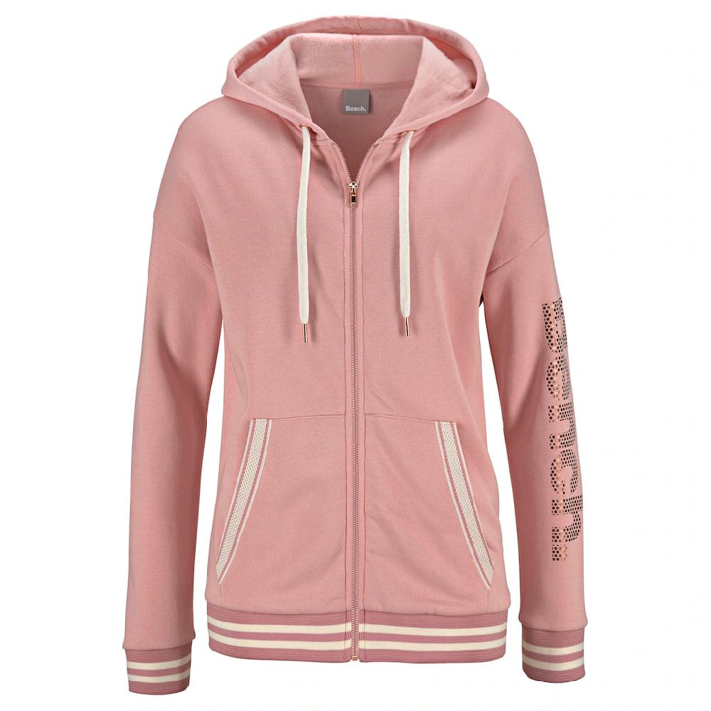 Bench. Kapuzensweatjacke Mit Gestreiften Bündchen Und Glanzprint Loungewear Loungeanzug