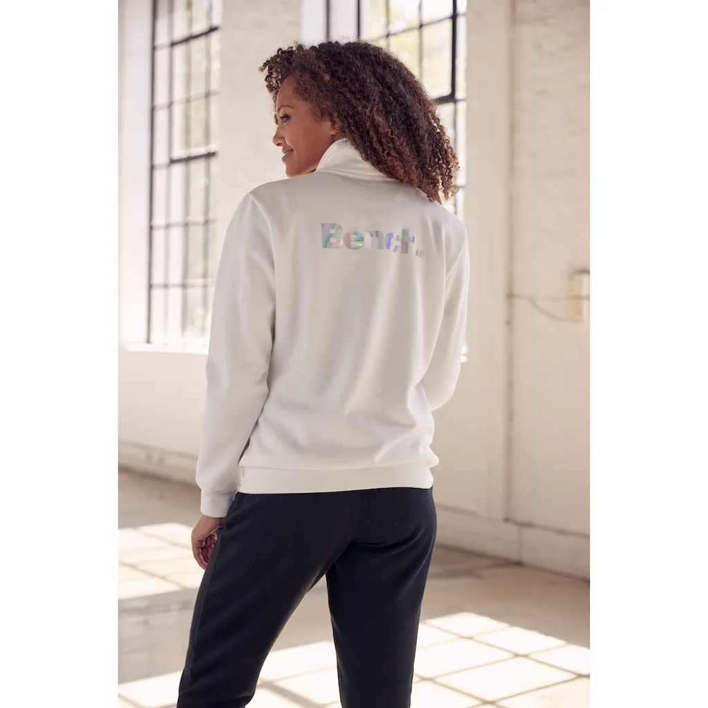Bench. Loungewear Sweatjacke Loungejacke Mit Stehkragen Und Glänzendem Logodruck Loungewear