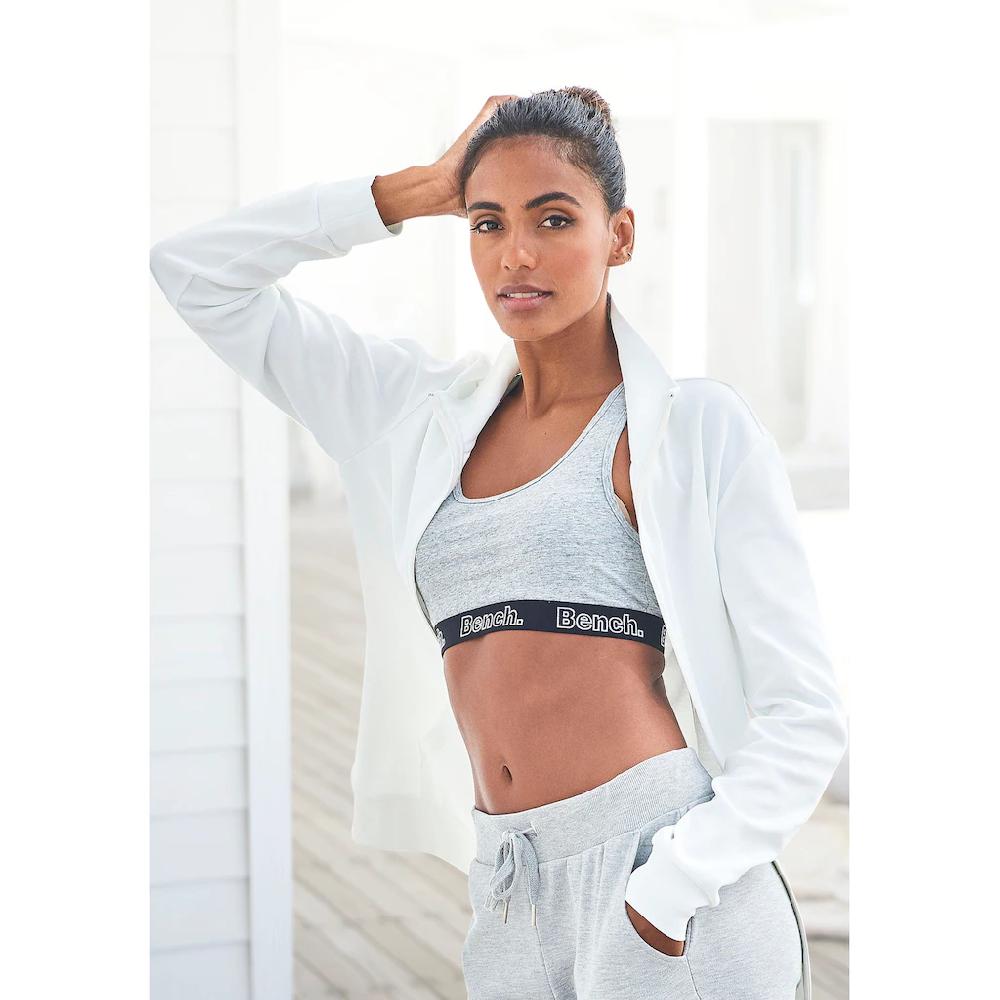 Bench. Loungewear Sweatjacke mit glänzender Logostickerei am Stehkragen Loungeanzug