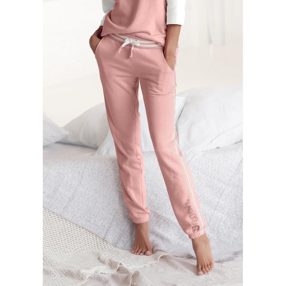 Bench. Relaxhose mit gestreiftem Bund und Glanzprint Loungewear Loungeanzug