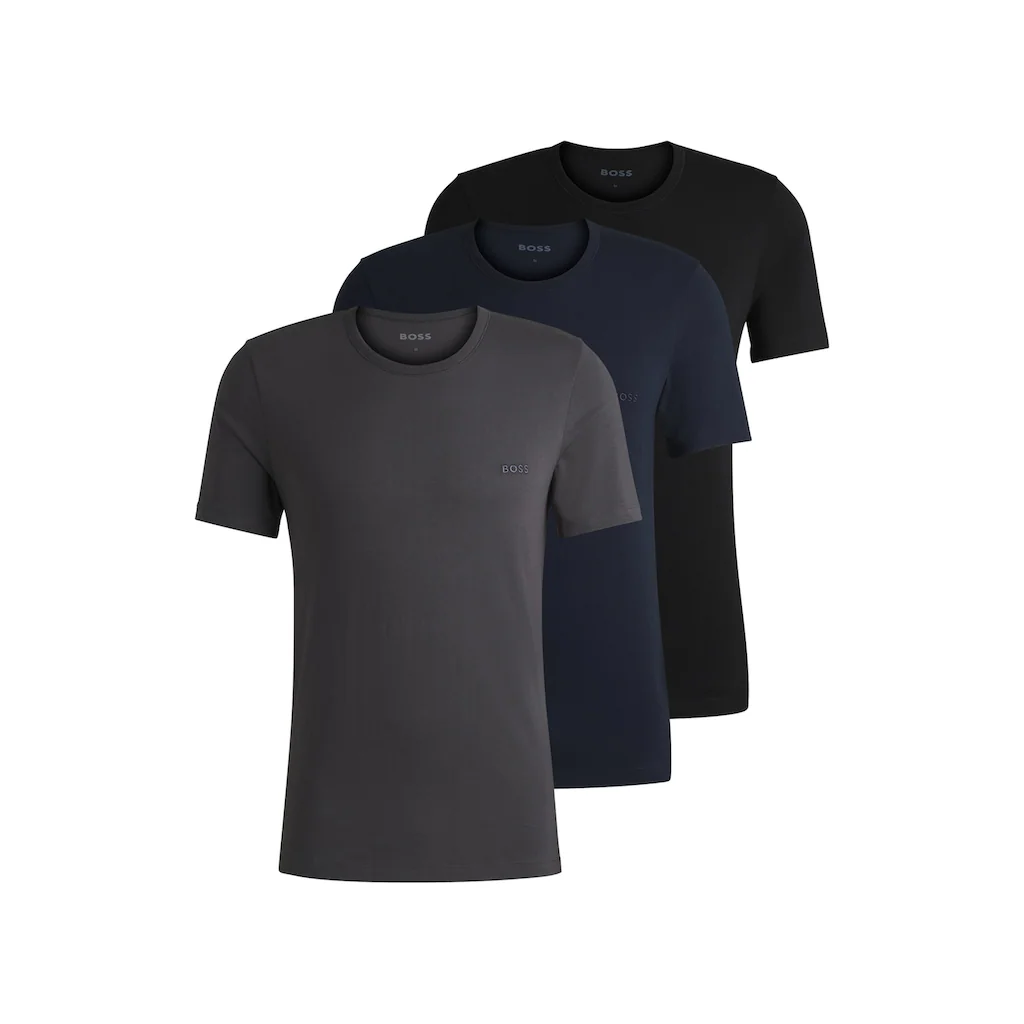 BOSS T-Shirt »Rundhals BOSS ONE x David Beckham« (Packung 3 tlg. 3er-Pack) mit dezentem BOSS Logo-Print