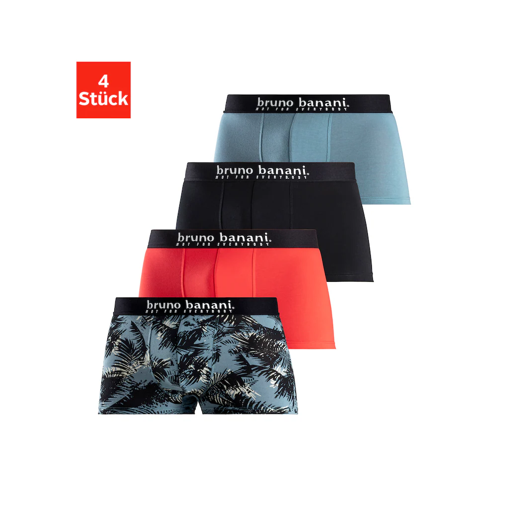 Bruno Banani Boxer »Boxershorts für Herren« (Packung 4 St. 4er-Pack) mit Palmendruck und unifarben aus Baumwollmischung ▷ für