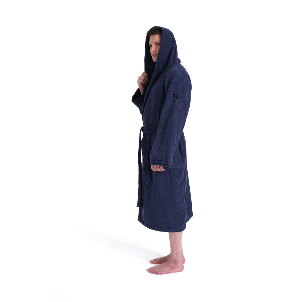 Bruno Banani Herrenbademantel »Clement Ideal Für Sauna & Spa Hotelbademantel Morgenmantel« (1 St.) 100% Baumwolle Einfarbig Glänzende Streifen-Bordüre Taschen S-4XL