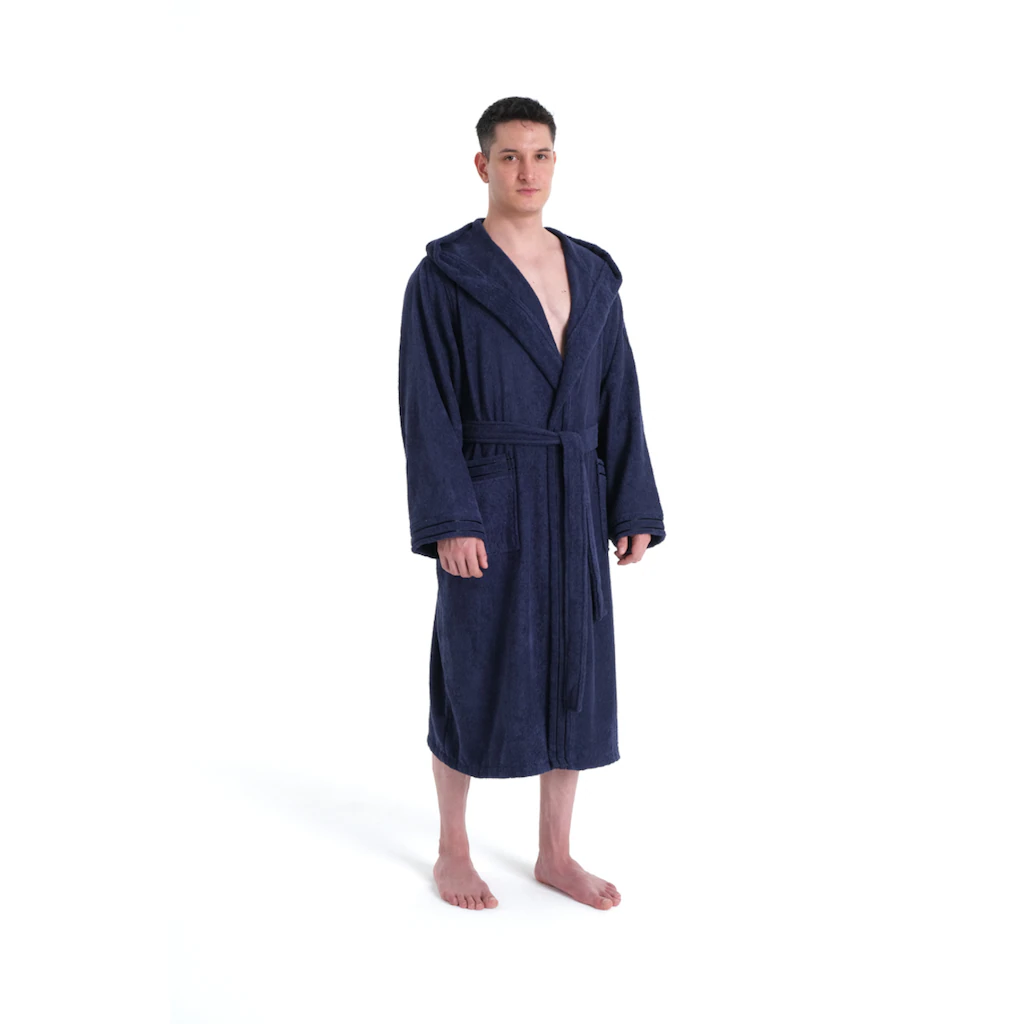 Bruno Banani Herrenbademantel »Clement ideal für Sauna & Spa Hotelbademantel Morgenmantel« (1 St.) 100% Baumwolle einfarbig glänzende Streifen-Bordüre Taschen S-4XL