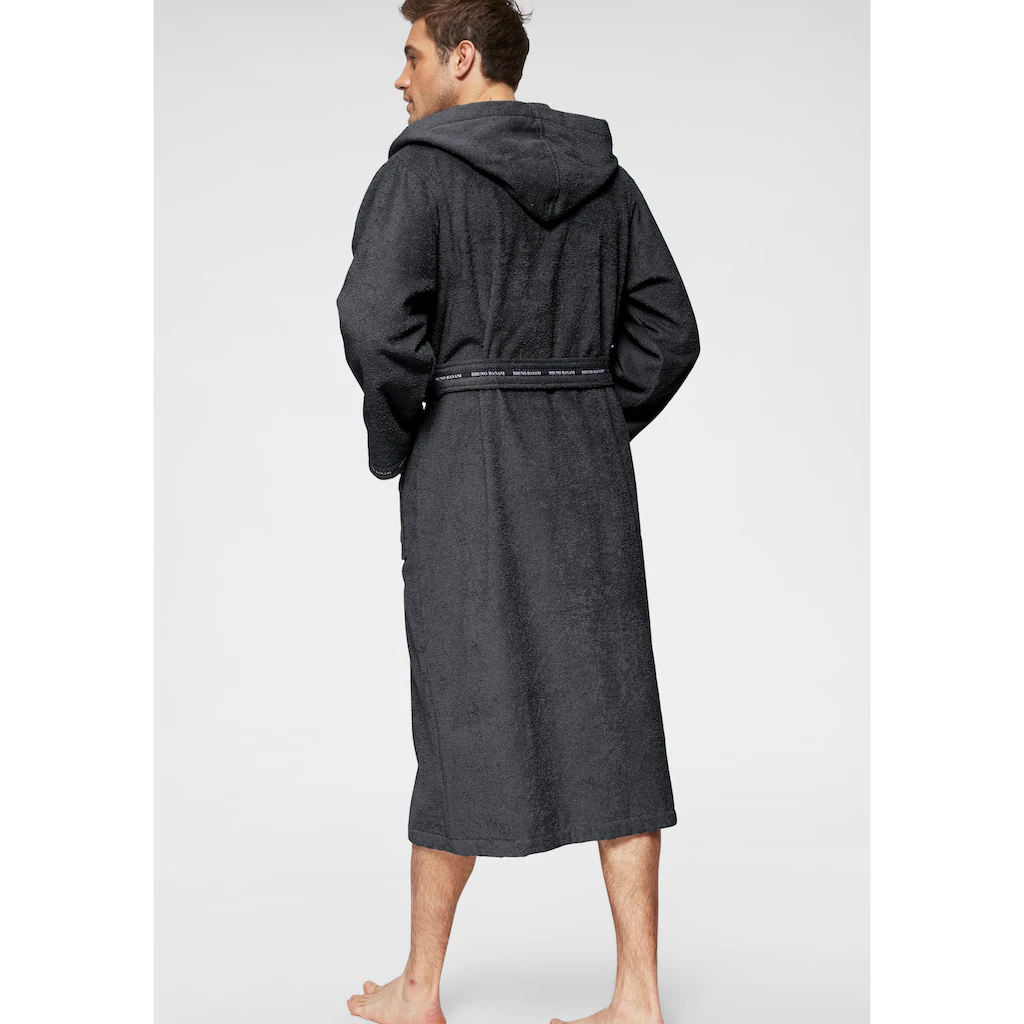 Bruno Banani Herrenbademantel »»Danny« Normallänge & Überlänge Auch In Extra Lang Hotelbademantel« (1 St.) Mit Logostreifen Herren Bademantel Aus 100% Baumwolle S-4XL