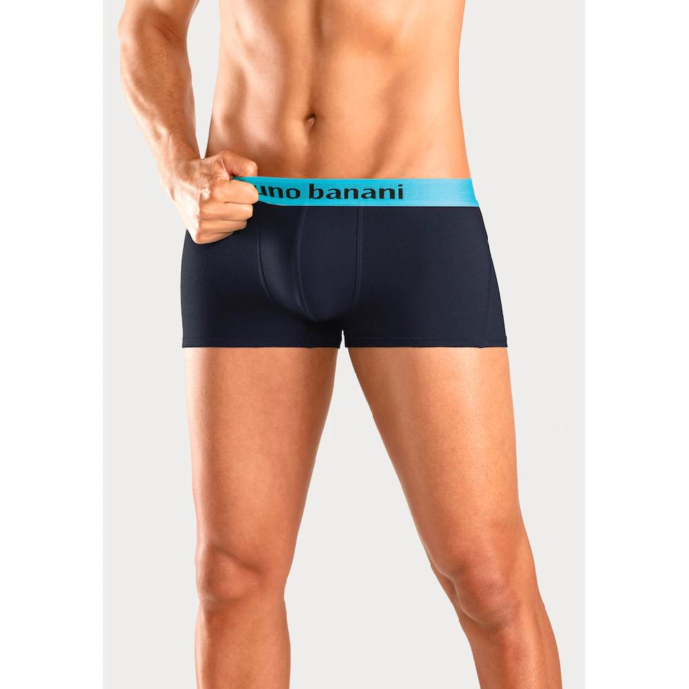 Bruno Banani Hipster (Packung 4 St.) Knapp Sitzende Boxershorts Mit Logo Webbund Aus Baumwollmischung