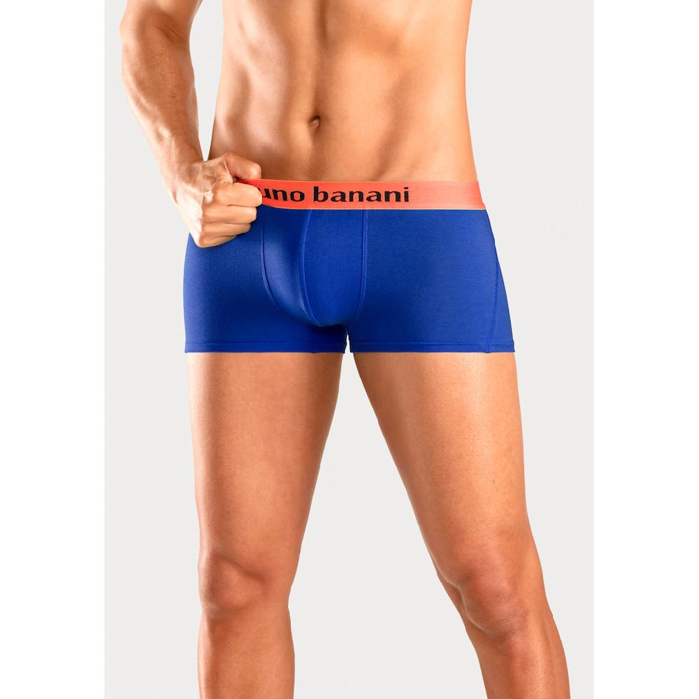 Bruno Banani Hipster (Packung 4 St.) Knapp Sitzende Boxershorts Mit Logo Webbund Aus Baumwollmischung