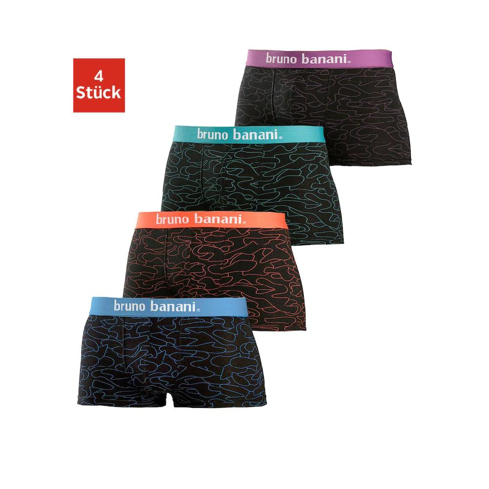 Bruno Banani Hipster (Packung 4 St.) knapp sitzende Boxershorts in uni oder gemustert aus Baumwollmischung